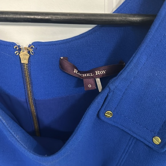 Rachel Roy Blue Dress with Gold Stud Detail and Pockets Size 0 - Picture 5 of 6